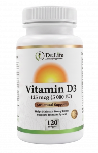 Dr.Life Vitamin D3 5000 ME 120 sgels / Витамин Д3