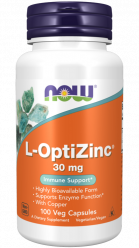 NOW L-Optizinc 30 mg + Cooper 100 vcaps / Цинк