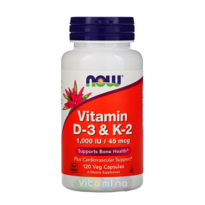 NOW Vitamin D3 & K2 120 caps / Витамин Д3