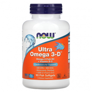 NOW Ultra Omega 3-D 90 sgels / Рыбий жир