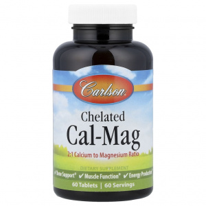 Carlson Labs Chelated Cal-Mag 2:1 Calcium to Magnesium Ratio 60 tabs / Кальций