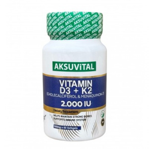 AksuVital Vitamin D3 + K2 2000 IU 60 sgels / Витамин Д3 