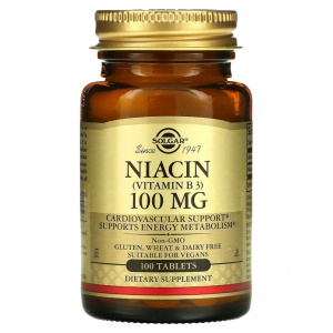 Solgar Niacin 100 mg 100 tabs / Витамин B3 Ниацин
