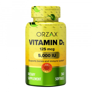 ORZAX Vitamin D3 5000 IU 360 caps / Витамин D3 без ЧЗ