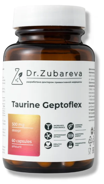 Купить dr.zubareva таурин гептофлекс 60 caps / таурин | Life