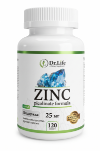 Dr.Life Zinc Picolinate 25 mg + B6 120 vcaps / Цинк