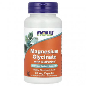 NOW Magnesium Glycinate with Bioperine  60 vcaps / Магний