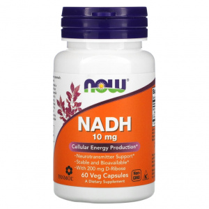 NOW Nadh 10 mg with 200 mg ribose 60 vcaps / Витамин B3 Ниацин